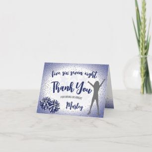 Cheerleading Birthday Navy Blue Thank You Card