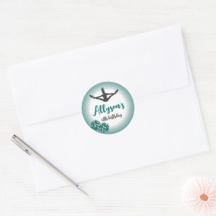 Cheerleading Birthday Party, Any Age Green Classic Round Sticker