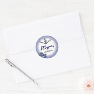 Cheerleading Birthday Party, Any Age Navy Blue Classic Round Sticker