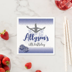 Cheerleading Birthday Party, Any Age Navy Blue Napkin