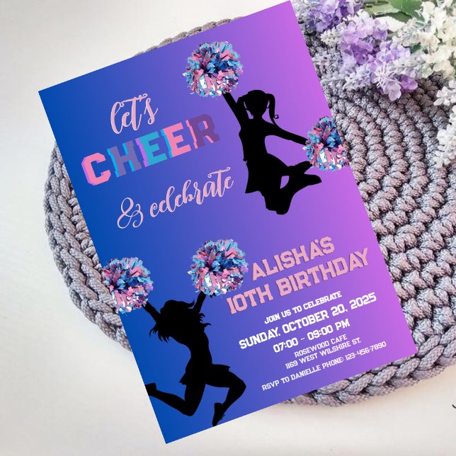 Cheerleading birthday party  invitation (Creator Uploaded)