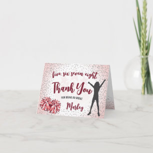 Cheerleading Birthday Pink Thank You Card