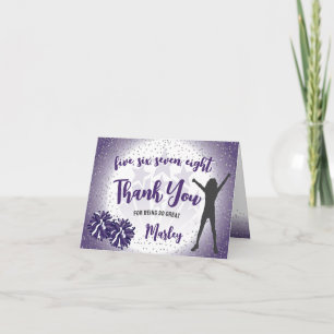 Cheerleading Birthday Purple Thank You Card