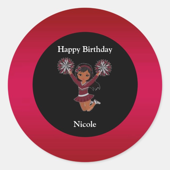 Cheerleading Birthday Stickers (Front)