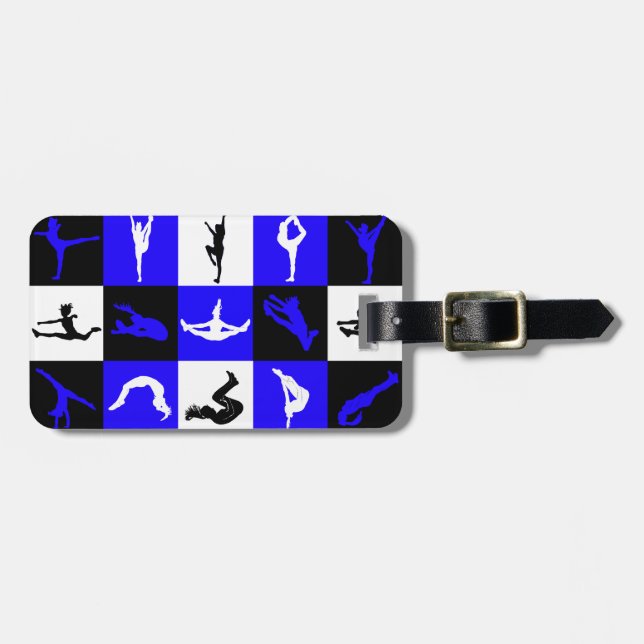 Cheerleading Block Luggage Tag in Blue (Front Horizontal)