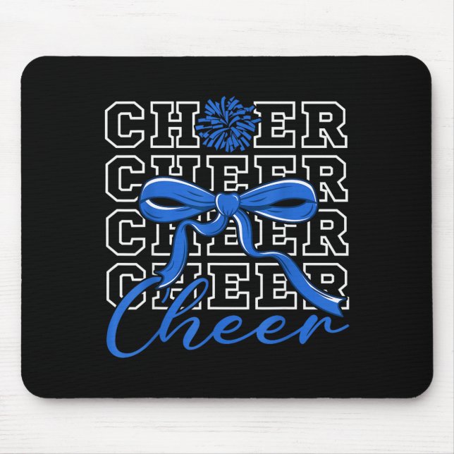 Cheerleading Cheer Blue Coquette Bow Cheerleader F Mouse Mat (Front)