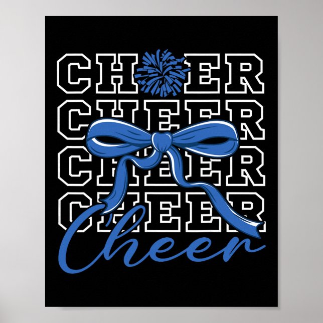 Cheerleading Cheer Blue Coquette Bow Cheerleader F Poster (Front)