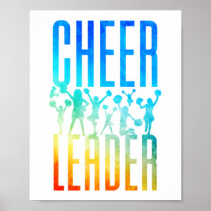Cheerleading Cheer Cheer Leader Watercolor Poster