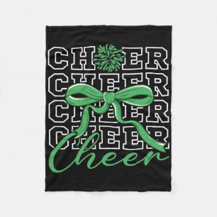 Cheerleading Cheer Green Coquette Bow Cheerleader Fleece Blanket