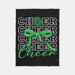 Cheerleading Cheer Green Coquette Bow Cheerleader Fleece Blanket