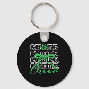 Cheerleading Cheer Green Coquette Bow Cheerleader Key Ring