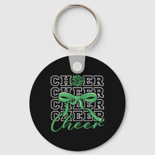 Cheerleading Cheer Green Coquette Bow Cheerleader Key Ring