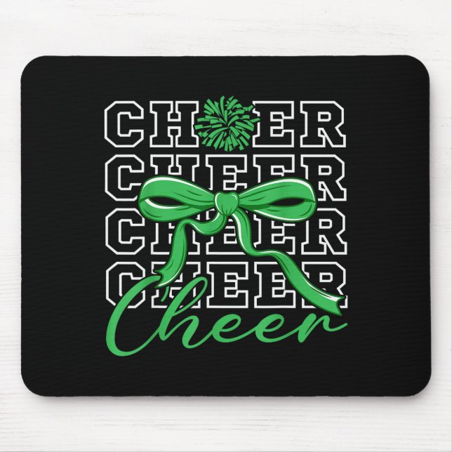 Cheerleading Cheer Green Coquette Bow Cheerleader  Mouse Mat (Front)