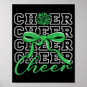 Cheerleading Cheer Green Coquette Bow Cheerleader  Poster