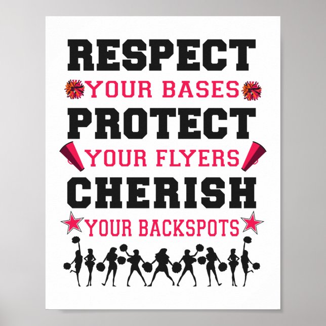 Cheerleading Cheer Respect Your Bases Protect Your Poster (Front)