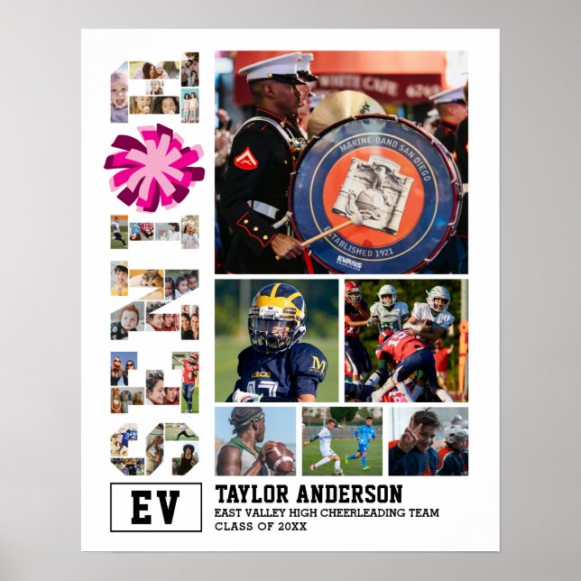 Cheerleading Cheer Team Senior Photo Collage Poster (Front)