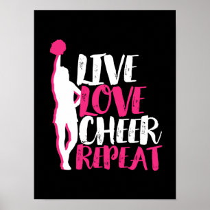 Cheerleading Cheerleader Live Love Cheer Repeat Poster