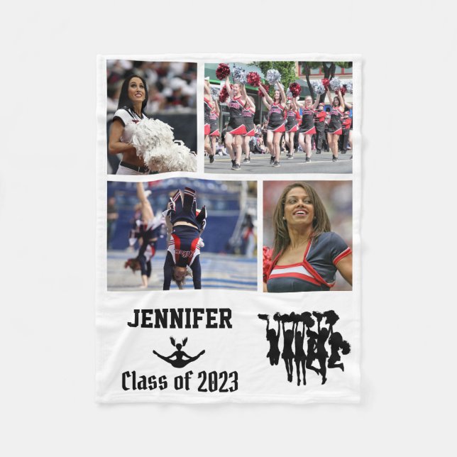 Cheerleading Class of 2023 Photo Collage Name Fleece Blanket (Front)