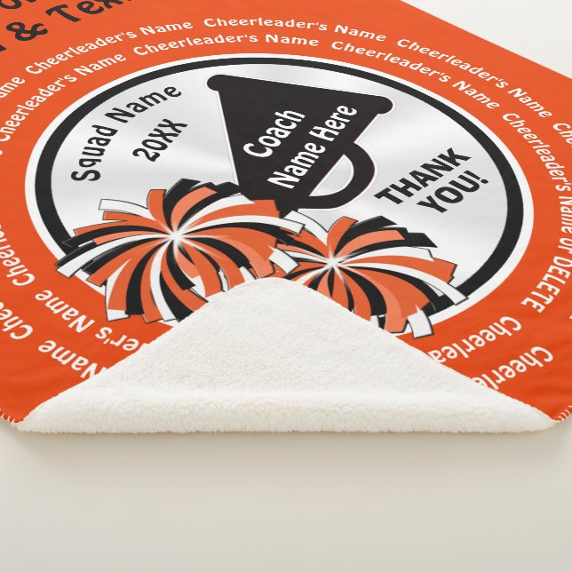 Cheerleading Coach Gift Ideas, Orange Black White Sherpa Blanket (3/4)
