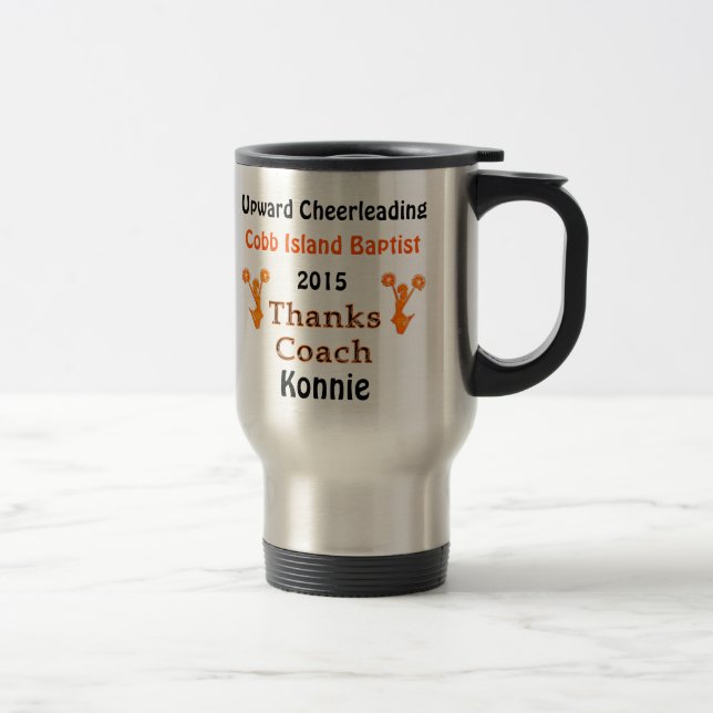 Cheerleading Coach Gifts Mug, 5 Text Box Templates Travel Mug (Right)