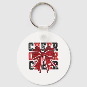 Cheerleading Coquette Black And Red Cheer Mum Foot Key Ring