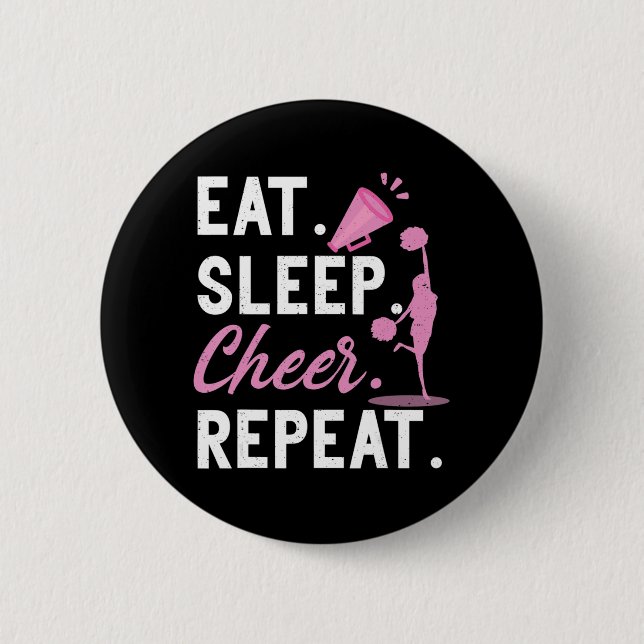 Cheerleading Dance Cheerleader Girls Eat Sleep Che 6 Cm Round Badge (Front)