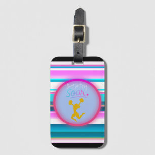 Cheerleading "Don't Just Fly, Soar" Stripes  Luggage Tag