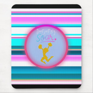 Cheerleading "Don't Just Fly, Soar" Stripes  Mouse Mat