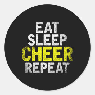 Cheerleading Eat Sleep Cheer Repeat Funny Cheerlea Classic Round Sticker