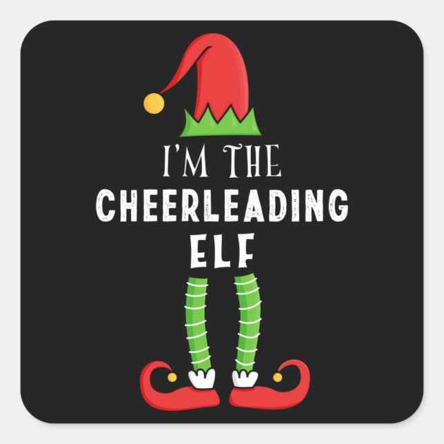 Cheerleading Elf Christmas Matching Family Gift Square Sticker (Front)