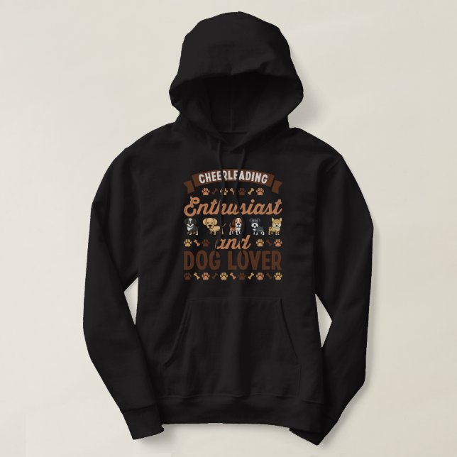 Cheerleading Enthusiast and Dog Lover Gift Hoodie (Design Front)