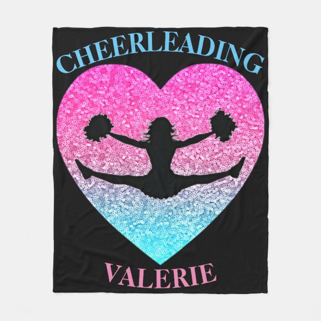Cheerleading Fleece Blanket with Her Name (Front)