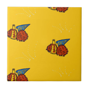 Cheerleading gear on yellow tile