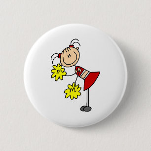 Cheerleading Girl Stick Figure Button