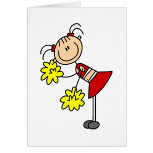 Cheerleading Girl Stick Figure Card