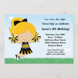 Cheerleading Girls Birthday Party Invitation