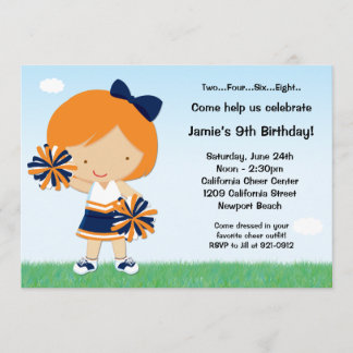 Cheerleading Girls Birthday Party Invitation