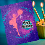 Cheerleading Happy Birthday Galaxy Personalised   Jigsaw Puzzle<br><div class="desc">Cheerleading Happy Birthday Galaxy Personalised design,  just add her name!</div>