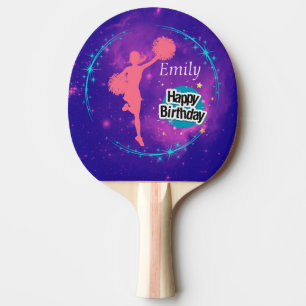Cheerleading Happy Birthday Galaxy Personalised   Ping Pong Paddle