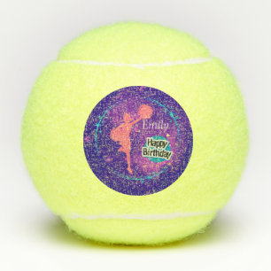 Cheerleading Happy Birthday Galaxy Personalised Tennis Balls