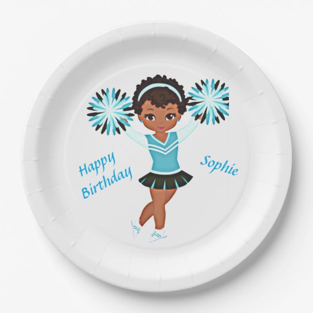 Cheerleading "Happy Birthday" Paper Plates (Front)
