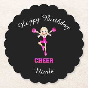Cheerleading "Happy Birthday" Personalised Paper Coaster