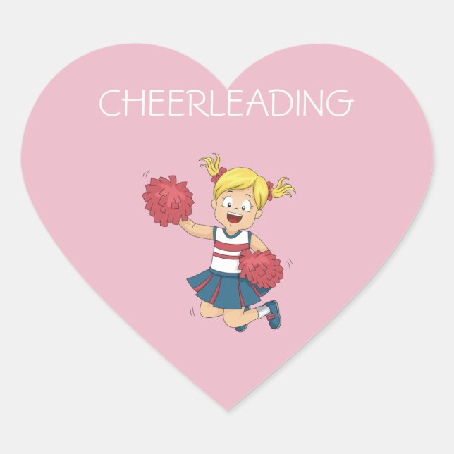 CHEERLEADING heart stickers for girls. (Front)