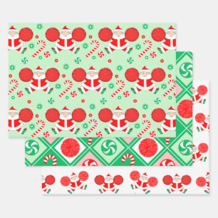 Cheerleading Holiday Gift Wrapping Paper Sheet