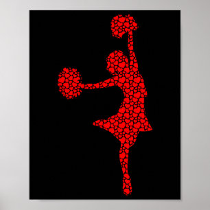 Cheerleading Lovers Valentine Hearts Love Cheerlea Poster