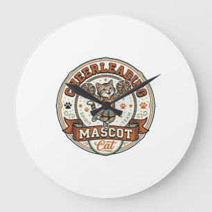 Cheerleading Mascot Cat Cheerleading Mascot Cat Vi Large Clock