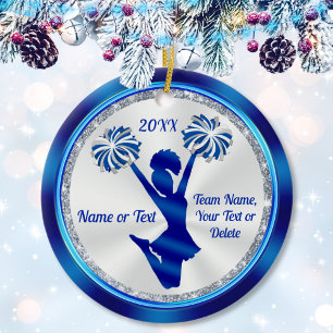 Cheerleading Ornaments, Personalised Cheer Gifts, Ceramic Tree Decoration