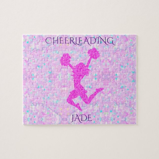 Cheerleading pastel puzzle with personalised name (Horizontal)
