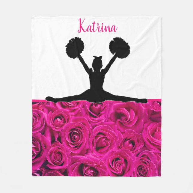 Cheerleading Pink Roses Fleece Blanket (Front)