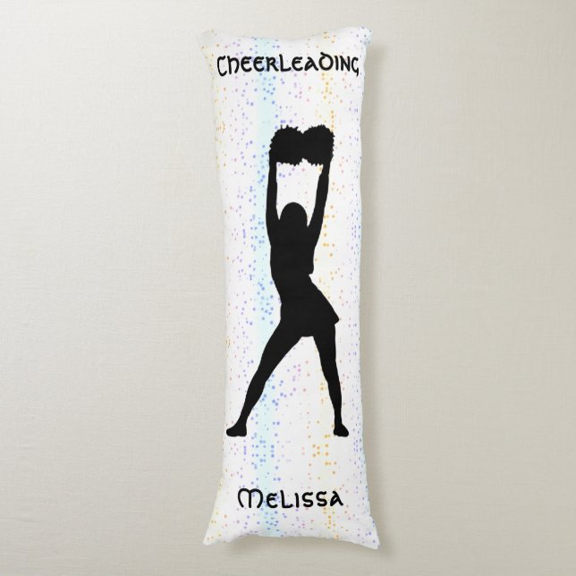 Cheerleading Rainbow Confetti Personalised   Body Cushion (Front Vertical)